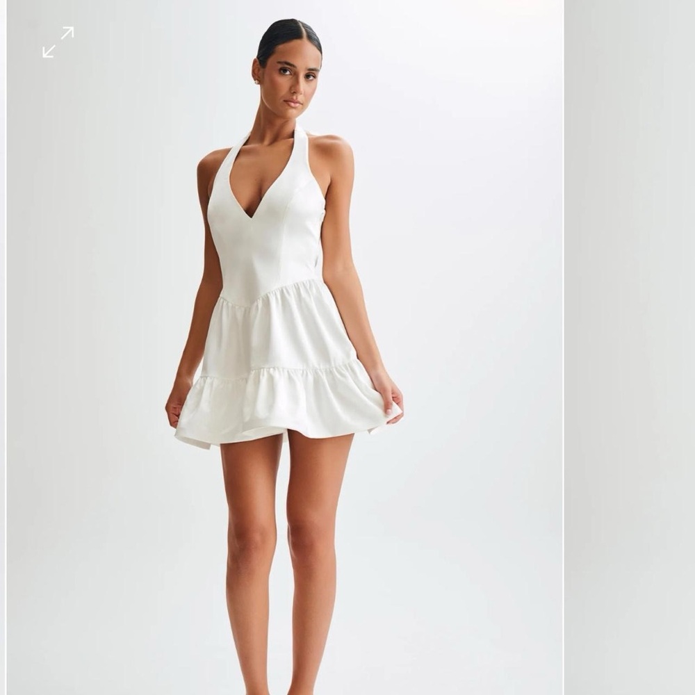 Meshki White Ruffle Mini Dress